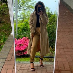 Beige furry trench coat size medium